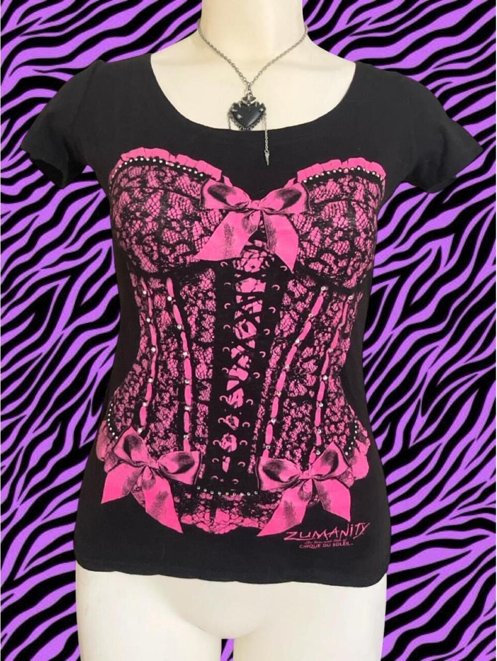 SIIICCKK Super rare vintage Y2K Cirque Du Solei Zumanity corset illusion tee!